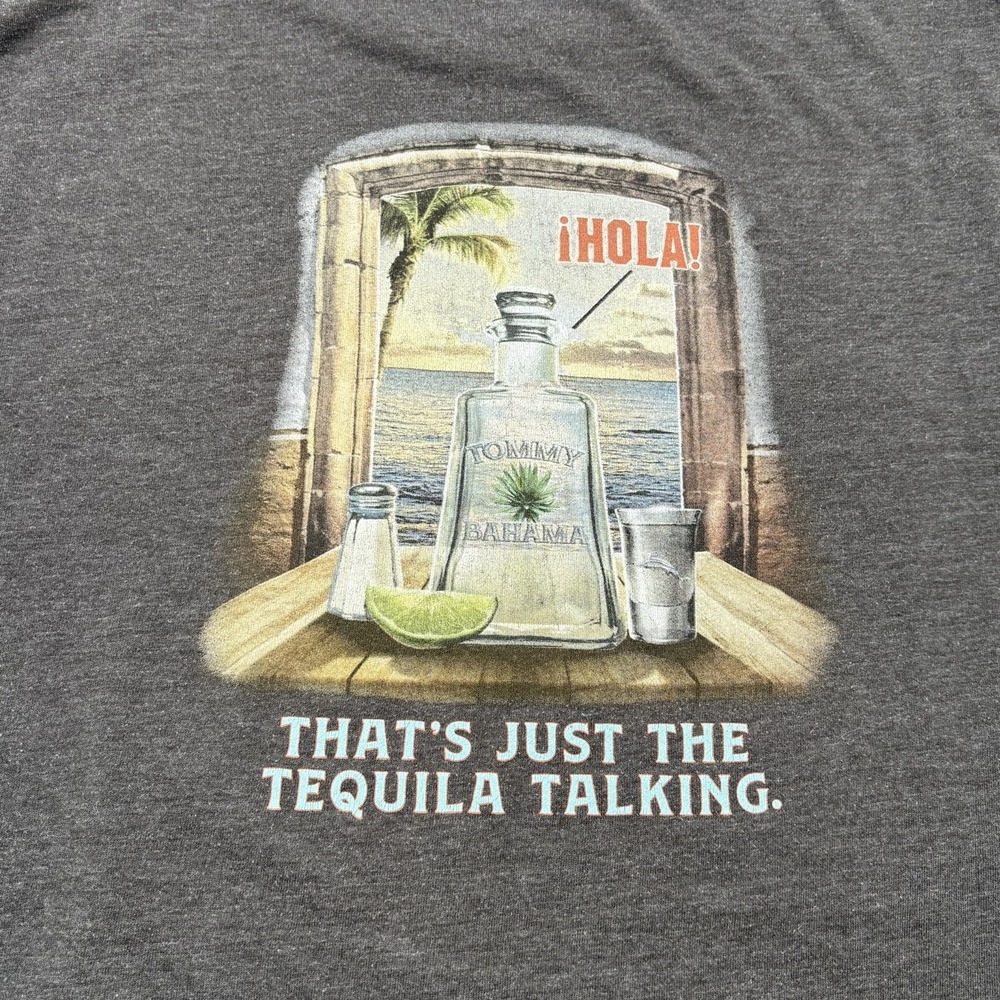 Tommy Bahama Tequila Talking Shirt Mens Medium Charcoal Gray Graphic Tee